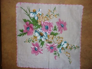 Vintage Taschentuch - Deckchen Blumenmuster Nylon 15"x 15" - Bild 1 von 2