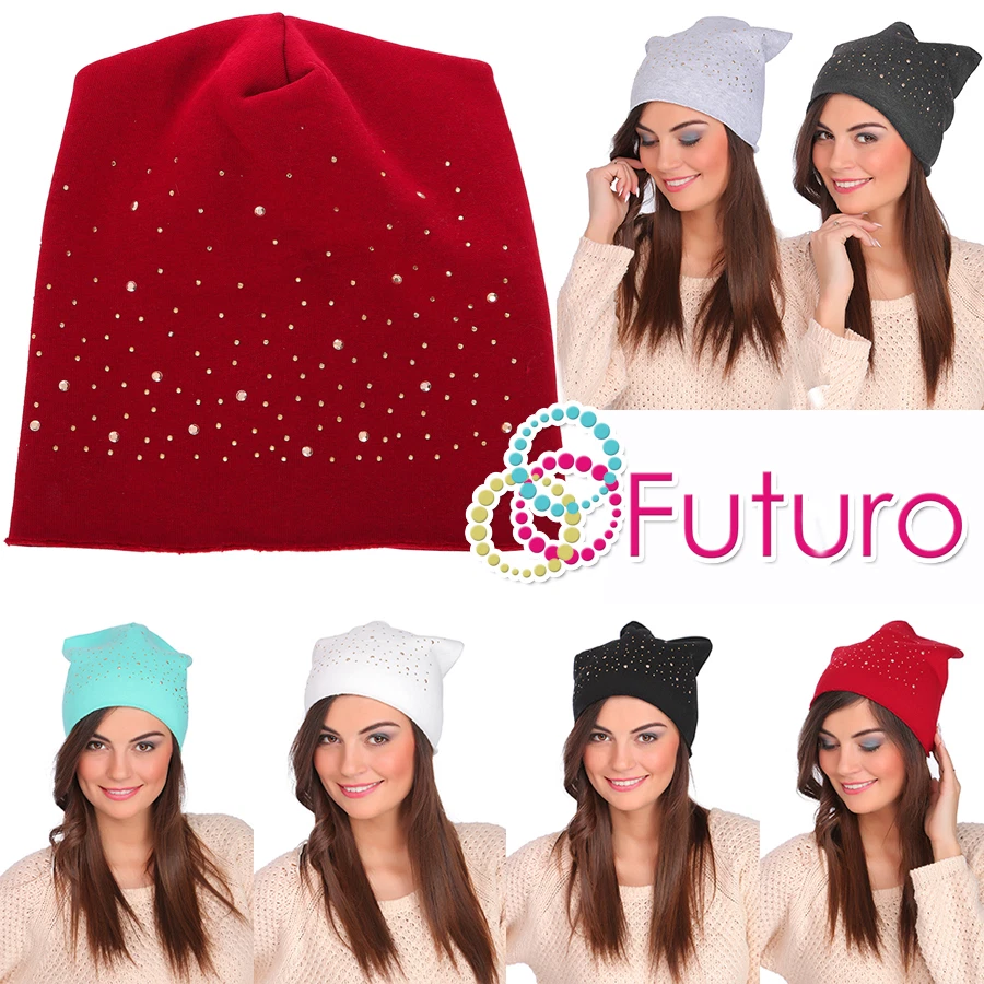 DONNA CALDO INVERNO leggero con paillettes Beanie SKATER CAPPELLO Slouch FZ50 - Immagine 1 di 1
