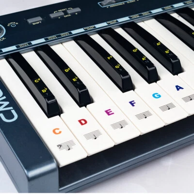Piano Keyboard Stickers for 88/61/54/49/37 Key Colorful Large Letter Removable - Image 1 of 4