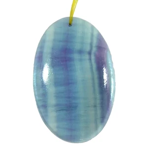 92.40Ct NATURAL Fluorite Blue line Oval Cabochon Drilled Beads for Pendant - Picture 1 of 10