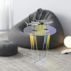 17.7*20.3" Acrylic Iridescent End Table Rainbow Coffee Table Transparent Desk - Picture 1 of 16