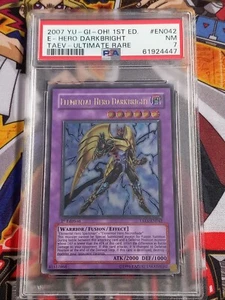 PSA 7 - Elemental Hero Darkbright TAEV-EN042 1st Edition Ultimate Rare YuGiOh - Picture 1 of 2