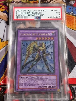 PSA 7 - Elemental Hero Darkbright TAEV-EN042 1st Edition Ultimate Rare YuGiOh - Image 1 of 2