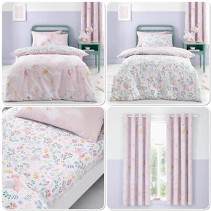 Funda nórdica para niños Catherine Lansfield Fairytale Unicorn gama de dormitorio rosa - Imagen 1 de 40