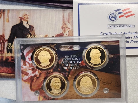 2007 S U.S. Mint Presidential Dollar Proof coin set w/ box & COA Cover