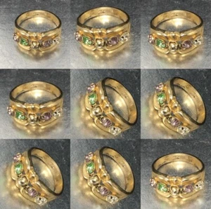 Vtg Mothers Ring 14K Gold Electroplate Birthstone Ring Multicolor Size 8.5 - Picture 1 of 23