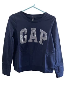 GAP Girls Sweatshirt Crew Neck Logo Elysi Blue Sz XL /6 Years US Pullover NWOT - Picture 1 of 6