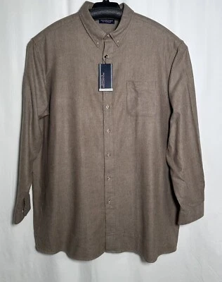 Roundtree Yorke Men Shirt Top Button 4XT Long Sleeve Portuguese Flannel Oatmeal - Image 1 of 4