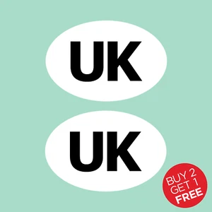 2x UK Oval Rear Car Sticker. Vans, Lorrys, Caravan - UK, Union Jack, EU, Europe - Picture 1 of 1