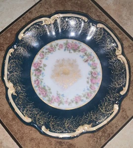 Platillo para taza de té Limoges B&M solamente. Pieza de repuesto floral pintada a mano dorada - Imagen 1 de 5