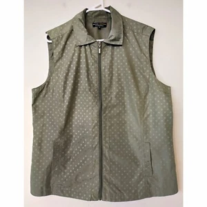 Womens Light Green Polka Dot Waterproof Zip-Up Vest by Black Pepper, size 16, XL - Picture 1 of 5