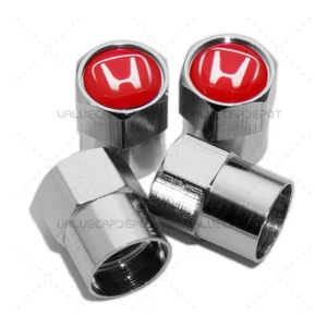 4pcs Hex Fit Honda Car Wheels Tire Air Valve Caps Stem Dust Cover Decor Silver - Picture 1 of 5