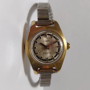 Timex Watch Womens Electric Quartz Gold Black Indices 8036006975 New Battery VTG - Imagen 1 de 8