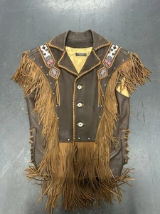 Creations In Leather By Richie Mens Beaded Deer Hide Vest Size Large (42) Native - Picture 1 of 9