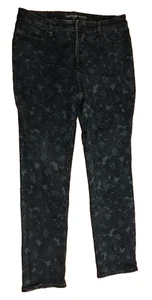 Pantalones de mezclilla Lands' End ajustados para mujer talla 14 azul estampado floral elásticos 34x30 - Imagen 1 de 10