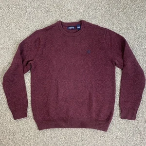 CHAPS Sweater Mens XL Burgundy Red Crew Neck Long Sleeve 100% Cotton - Picture 1 of 12