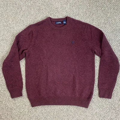 CHAPS Sweater Mens XL Burgundy Red Crew Neck Long Sleeve 100% Cotton - Image 1 of 4