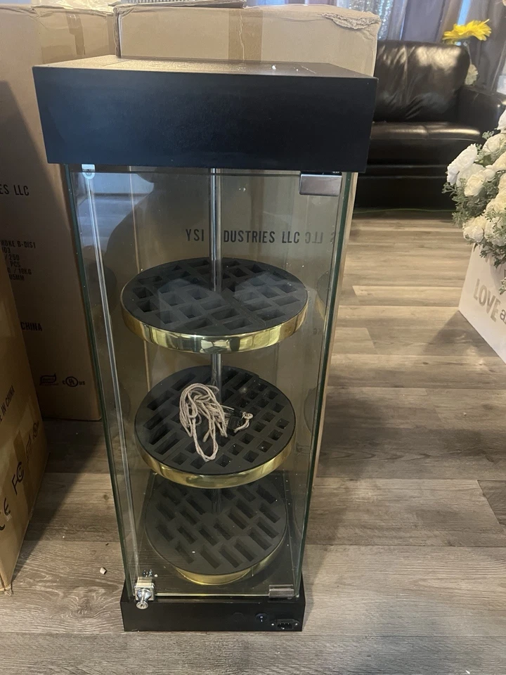 Clear Electric Rotating Display Case with LED Lighting With Lock - Image 1 of 1