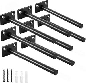 Soporte de estante flotante de acero macizo negro de 8 piezas de 6" soportes de estante ciego - oculto  - Imagen 1 de 12