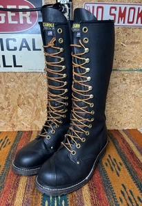 Carolina Linesman Leather Work Boots Black 16” USA Vibram Size 8.5 Logger - Picture 1 of 24