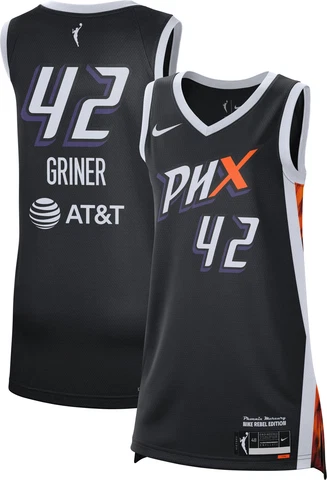 Phoenix Mercury Brittney Griner #42 Nike Women's Black WNBA Rebel Edition Jersey Cover