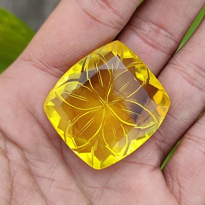 Curving Cut 104.50 Carat EGL Certified Yellow Brazilian Citrine Loose Gemstone - Image 1 of 4