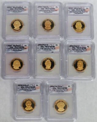 2007 / 2008 (8) COIN PROOF PRESIDENTIAL $1 DOLLAR COINS SET ICG PR 70 DCAM - Image 1 of 2