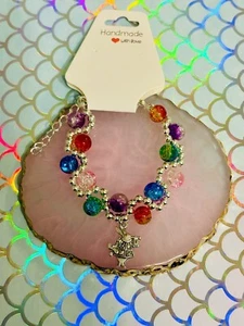 Handmade Bracelet White Rabbit Alice In Wonderland Themed Glass Beaded Xmas Gift - Picture 1 of 2