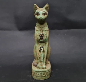 Antique Egyptian Bastet Cat Statue Figurine Egyptian Goddess Bast Stone Decor BC - Picture 1 of 13