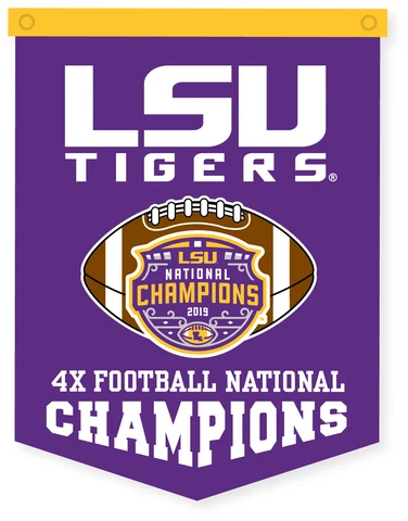 LSU Tigers 2019 NCAA Football 4 Time National Championship Banner Cover