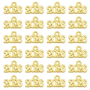 100pcs Metal Alloy Number 2026 Pendant Charm Jewelry Supplies Craft Decor 14x9mm - Picture 1 of 10