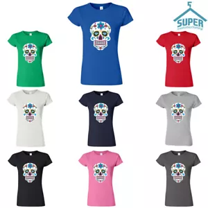 T-SHIRT Sugar Skull DAMEN Day of the Dead mexikanische Feier T-Shirt Schädel Schädel - Bild 1 von 12