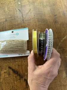 Lot Of 4 Celebrate It Ribbon Bling, Sheer, & Jute Twine Craft Sew Create New - Picture 1 of 4