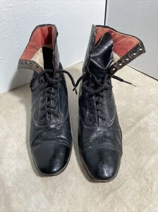 Antique C 1900s Womans Edwardian / Victorian Barton Leather Boots Size 3.5 EEE - Picture 1 of 9
