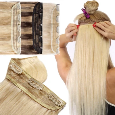 Remy Blonde White One Piece Clip in 100% Human Hair Extensions 3/4 Half Head - Image 1 of 4