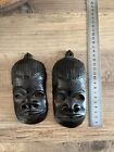 African Craved Wooden Masks X2 Set  16cm