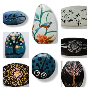Hand Painted Artisan Rocks Individually Blessed with Card Story - Picture 1 of 37