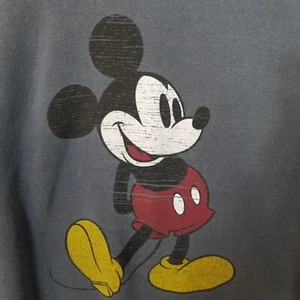 Vtg RARE WALT DISNEY WORLD MICKEY MOUSE Ribbed Fleece Sweatshirt Blue Gray Small - Picture 1 of 7