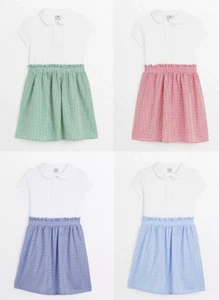 School Gingham Skirt Polo Top Dress - Picture 1 of 7