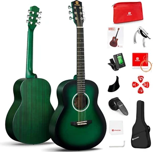 3/4 Size Acoustic Guitar, 36 in Junior Travel Guitar Kit, Steel String Acustica - Picture 1 of 8