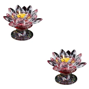 Set of 2 Kerzenhalter Kerzenständer Aus Kristall Teelichthalter Blumenform - Bild 1 von 12