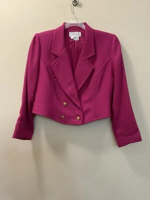 Carlisle Women's Pink Wool Double Breasted Cropped Long Sleeve Jacket Size 12 - Image 1 of 4