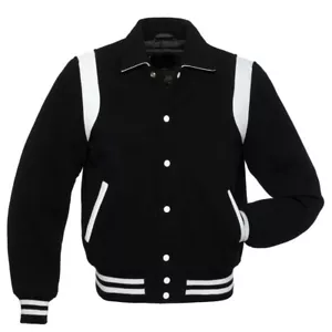 Giacca uomo nera lettermen lana varsity jacket college bomber giacca vintage - Foto 1 di 4
