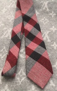 Burberry London Red/Navy Wool Nova Check Slim Tie Hand Made In England | Rare - Picture 1 of 13