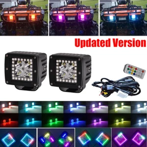 Set 2/4/6 Pods 4" Offroad Led Work Light Bar 3x3" Cube RGB Halo Ring Chasing 12V - Picture 1 of 72