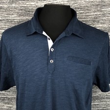 Toscano Mens Large Short Sleeve Navy Polo Shirt 53% Cotton 47% Modal New
