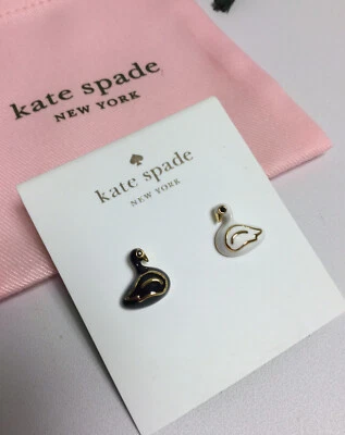 Pendientes KATE SPADE Blanco y Negro “On Pointe Swan Stud” NUEVO Foto 1 de 4