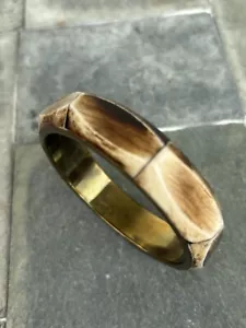 VINTAGE BRASS BONE BANGLE BRACELET - Picture 1 of 7