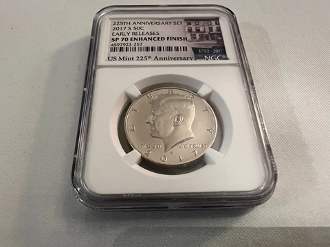 2017-S 225TH ANNIV. KENNEDY HALF DOLLAR EARLY RELEASE NGC SP70 ENHANCED FINISH Cover