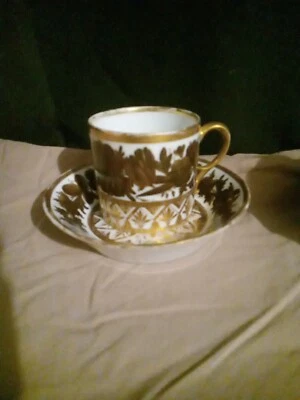 Antique 19th c. Empire Old Paris Porcelain Tea Cup & Saucer French Coffee Can - Image 1 of 4
